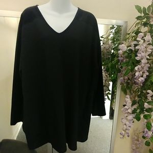 Intro. ❤ Black Tunic Sweatshirt with Velvet Trim